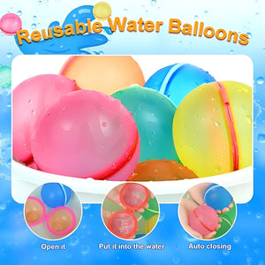 TugoPlay - 12Pcs Reusable Silicone Water Balloons for Outdoor Fun Set - Multicolor