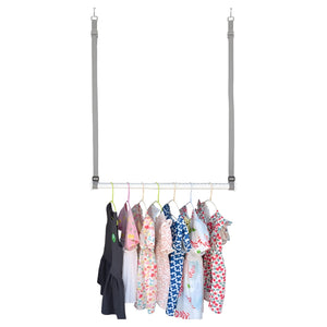 Herqona - 2 Pc Metal Adjustable Space Saving Hanging Closet Rod - Gray
