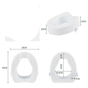Pract Pack - 40cm Raised Comfortable Toilet Seat with Lid & Safe Lock - White