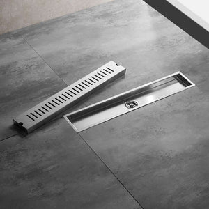 Pruchef - Shower Drain,  Stainless Steel Long Linear Drainage 60cm - Brushed Steel