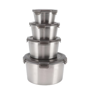 Pruchef - 4 Pcs Stainless Steel Nesting Food Storage Container Set