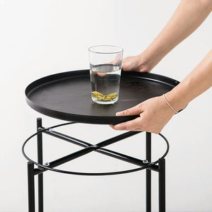 Pract Pack - 1 Tier Round Removeable Tray Side, Coffee & Sofa Table - Black