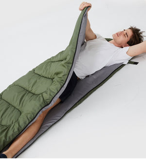 Herqona - Hooded Camping Sleeping Bag 180cm - Army Green