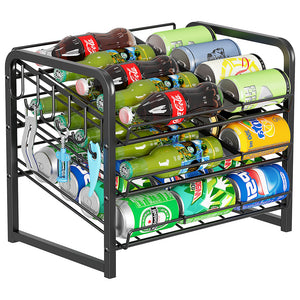 Pract Pack - 34.5cm Carbon Steel Can & Beverage Storage Rack & Hooks - Black