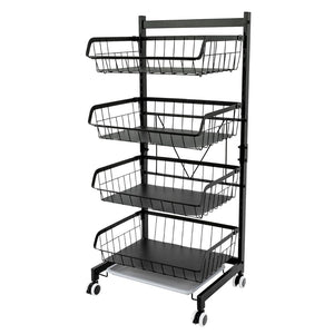 Pruchef - 4 Layer Carbon Steel Kitchen Organizer Rack for Fruit & Vegetable - Black