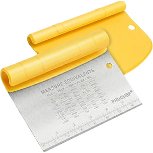 PRUCHEF - 15.2cm Stainless Steel Dough Scraper and Bowl Scraper Set - Yellow