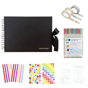 NERDY ADMIN - A4 80 Pages Scrapbook with Accessories - Black