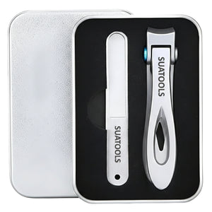 SUATOOLS - 2cm Steel Wide Jaw Nail Clippers for Thick Nails with Storage Box - Silver