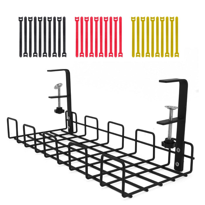 Pract Pack - 40 cm No-Drill Iron Cable Management Organizer Rack - Black