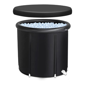 Herqona - Cold Plung Ice Bath Tub PVC Portable Cold Water Bathtub 85cm - Black