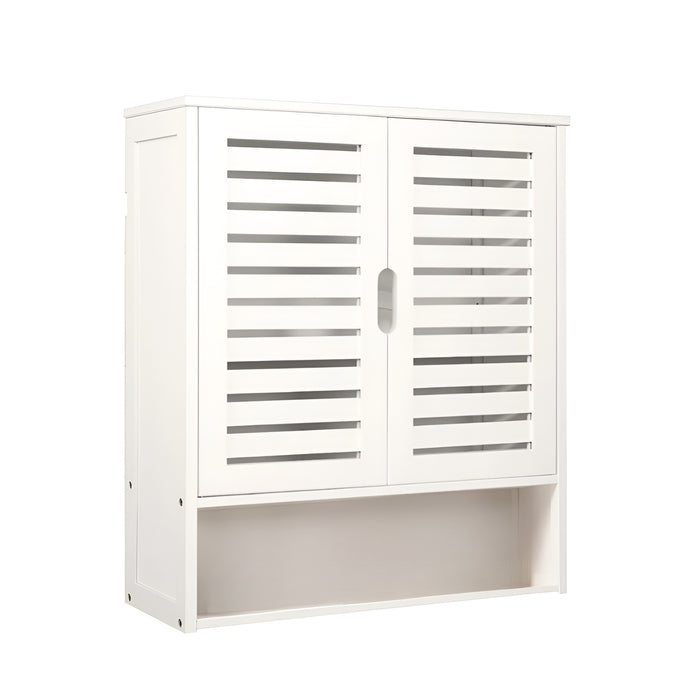 Pract Pack  - 38cm Bamboo Wall Mount Bathroom Cabinet with Adjustable Shelves - White