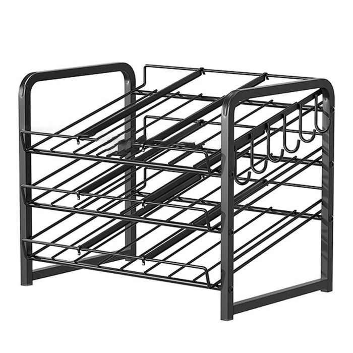 Pract Pack - 34.5cm Carbon Steel Can & Beverage Storage Rack & Hooks - Black