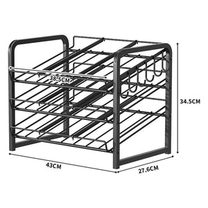 Pract Pack - 34.5cm Carbon Steel Can & Beverage Storage Rack & Hooks - Black