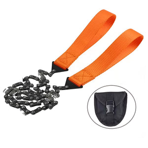 Herqona - 65cm Portable Steel Survival Pocket Hand Chainsaw with Nylon Belt - Orange