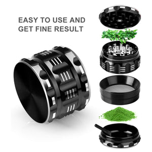 Pruchef - Aluminum Alloy Herb Grinder with Mesh Screen 63mm - Black