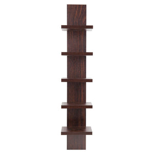 Pract Pack - 5-Tier Wooden Wall Shelf Vertical Column Shelf - Brown