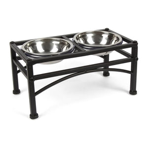 WigWagga - Pet Feeder, Stainless Steel Raised Dog Food Bowls 42cm - Black