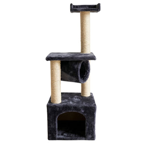 WigWagga - Cotton Rope Cat Tree with Scratching Posts & Play House - Dark Grey