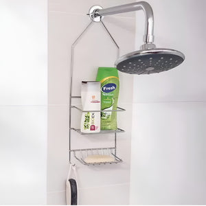 Pract Pack - 51 cm Iron Hanging Shower Caddy Organizer with Hooks - Silver