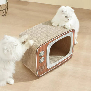 WigWagga- Retro Televisioon shape cat house with scratcer Pad - 43cm