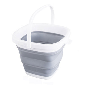 Pract Pack - 10L Folding Square Collapsible Water Bucket - Grey and White