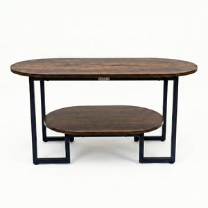 HERQONA - Coffee Table with Shelf,  MDF Top & Metal Frame – Brown