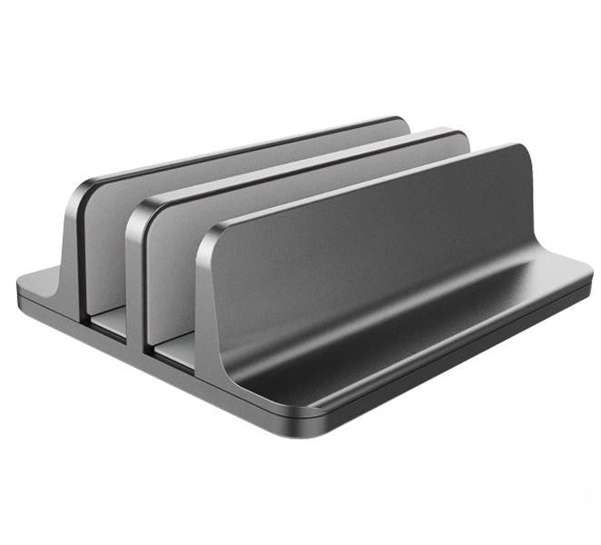 GajToys - Aluminum Double Vertical Laptop Stand Holder for Desk - Grey