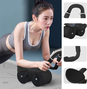 VolaFit - 2 in 1 Dual Wheel Ab Roller with U Handle & Elbow Support – Black