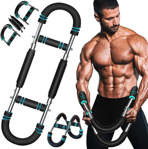 VolaFit - 2 Level Adjustable Steel Chest Expander Bar for Arm & Upper Body - Black