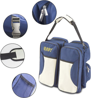 Toto Bubs - 3 in 1 Diaper Backpack with Portable Bassinet & Changing Pad – Blue