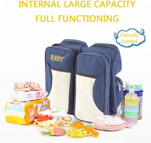 Toto Bubs - 3 in 1 Diaper Backpack with Portable Bassinet & Changing Pad – Blue
