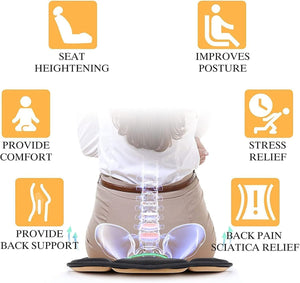 Herqona - 3 cm Thick Memory Foam & Non Slip Car Seat Cushion Pad - Black