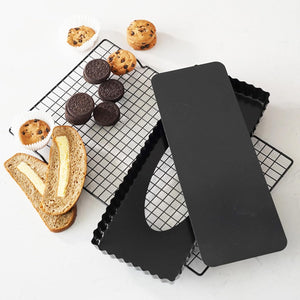 Pruchef - 2 Pcs Nonstick Carbon Steel Tart Pans with Removable Base - Black