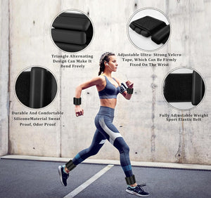 VolaFit - 2Pcs Silicone Adjustable Fitness Bands Wrist & Ankle Weights Set –  Black