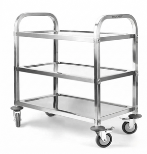 PRUCHEF - 3 Tier Stainless Steel Rolling Utility Serving Cart with Wheels - Silver
