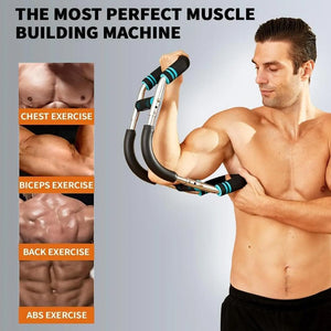 VolaFit - 2 Level Adjustable Steel Chest Expander Bar for Arm & Upper Body - Black