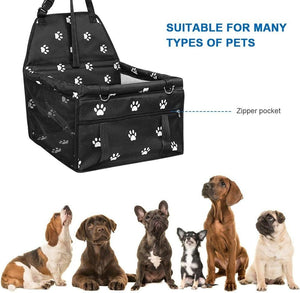 WigWagga - 35x40x25 cm Foldable Pet Booster Car Seat with Clip On Leash – Black