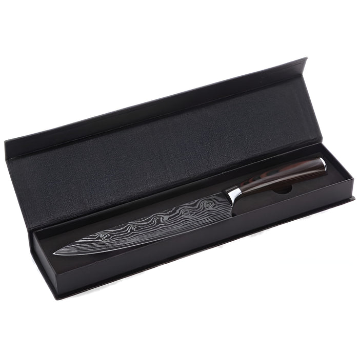 Pruchef - Laser Etched 5CR15 Damascus Chef Knife With Gift Box - 33.52cm