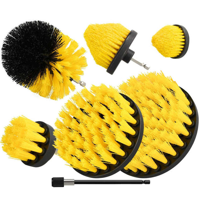 SuaTools - 6Pcs Drill Brush Set All Purpose Power Scrubber Cleaning Kit- Yellow
