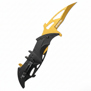 HERQONA - 31 cm Bat Pattern Stainless Steel Folding Knife with Dual Blades – Black