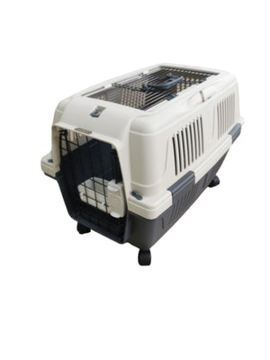 WigWagga – New Pet Plastic Kennel Travel Carrier – Grey