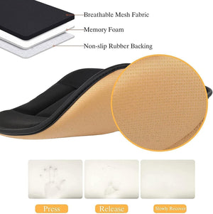 Herqona - 3 cm Thick Memory Foam & Non Slip Car Seat Cushion Pad - Black