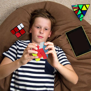 Toto Bubs - 2Pcs Speed Cube & Pyramid Brain Teasers Set For Kids Fun - Multicolor