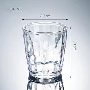 Pruchef - 6 Pcs Plastic Drinking Glasses with Diamond Cut Design - Multicolor