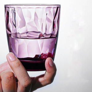 Pruchef - 6 Pcs Plastic Drinking Glasses with Diamond Cut Design - Multicolor