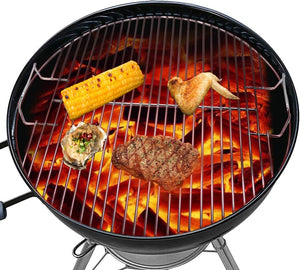 Pruchef - 44.5 cm Round Iron Fire Pit Grate for Outdoor Cooking - Grey