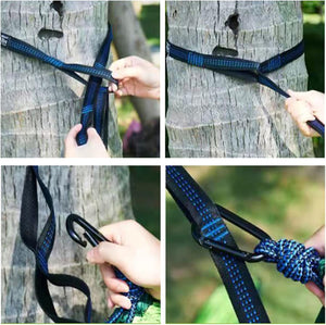 Herqona - 270x140 cm Portable 210T Nylon Camping Hammock with Buckles & Bag – Black