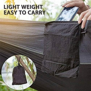 Herqona - 270x140 cm Portable 210T Nylon Camping Hammock with Buckles & Bag – Black