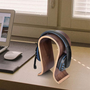 GajToys - 16x25x10 cm Walnut Wood Headphone Stand with Anti Slip Base - Brown