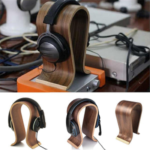 GajToys - 16x25x10 cm Walnut Wood Headphone Stand with Anti Slip Base - Brown